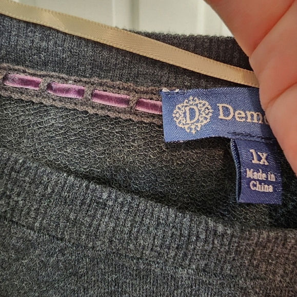 Democracy Cold Shoulder Leopard Print Sweatchirt Gray Size 1x - Picture 4 of 5